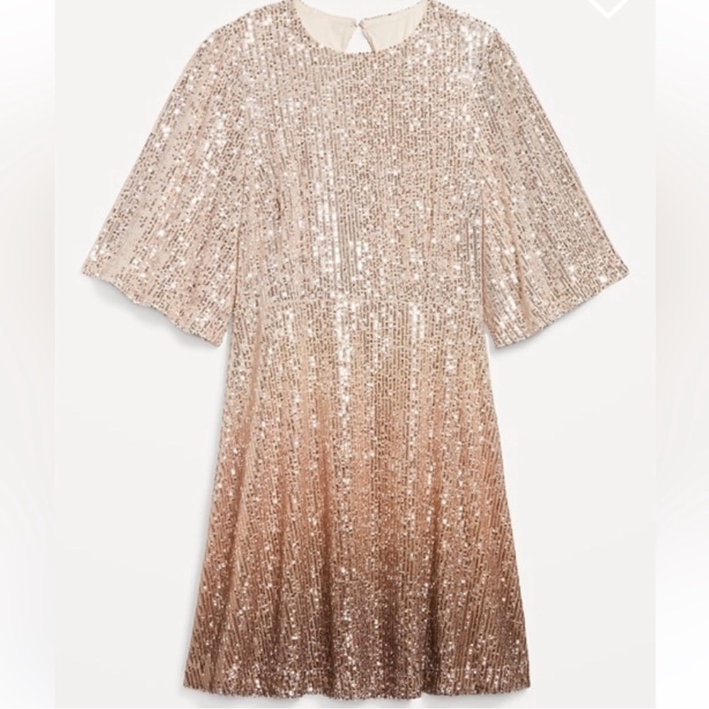 Sequin Dress in Gold and Brown Ombre